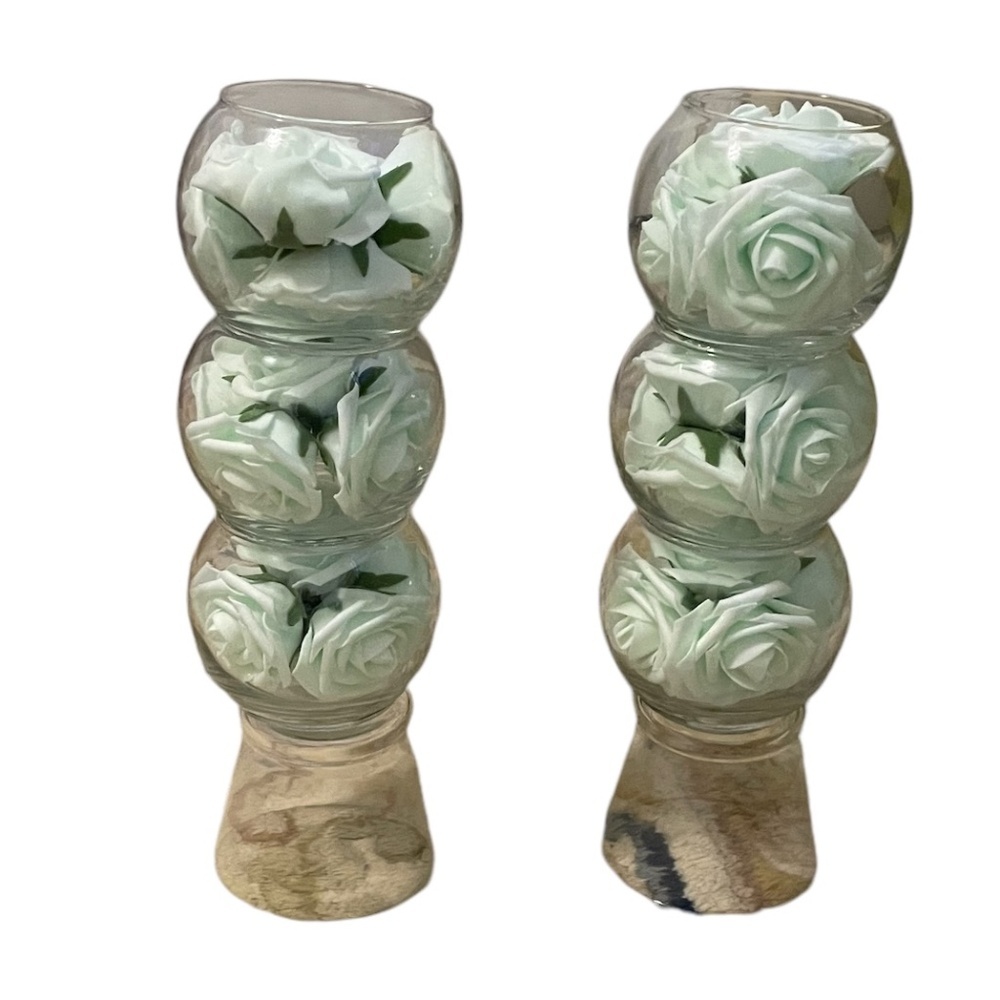 NWOT Custom Artificial Rose‎ Flower Vase/Candle Holder